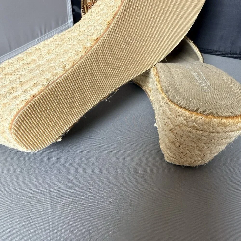 Coldwater Creek Women’s Beaded Espadrille Wedge Slide Sandals Sequin Size 8